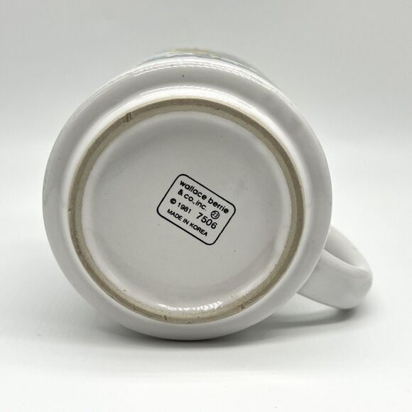 VTG Sporty Smurf Coffee Mug 1981 Wallace Berrie Peyo SEPP Gold Tennis Ceramic - Picture 6 of 11